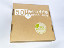 Laden Sie das Bild in den Galerie-Viewer, 50 Teelichte aus Rapsöl (vegan)